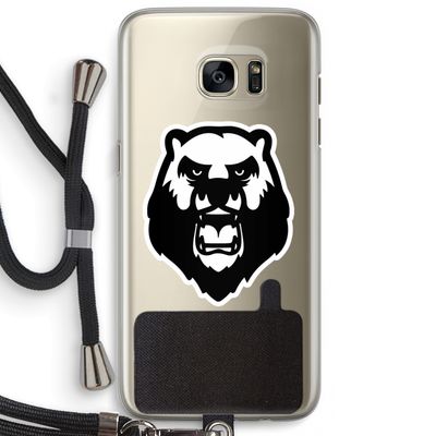 Angry Bear (white): Samsung Galaxy S7 Edge Transparant Hoesje met koord