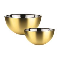 Voedsel serveer schalen set - 2x stuks - metallic goud - RVS - Dia 19/23 cm