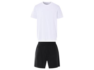 LIVERGY Korte linnen heren pyjama (Wit/zwart, S)