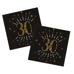 Verjaardag feest servetten leeftijd - 50x - 30 jaar - goud - 33 x 33 cm