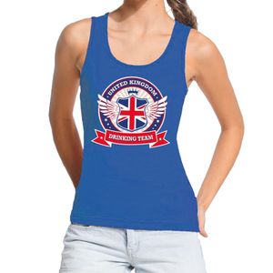 Blauw United Kingdom drinking team tanktop/mouwloos shirt dames