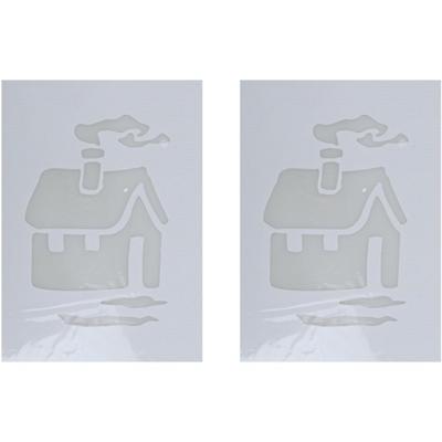 Kerst raamsjabloon kerst huis - 2x - wit - 35 cm - raamdecoratie - kerstversiering
