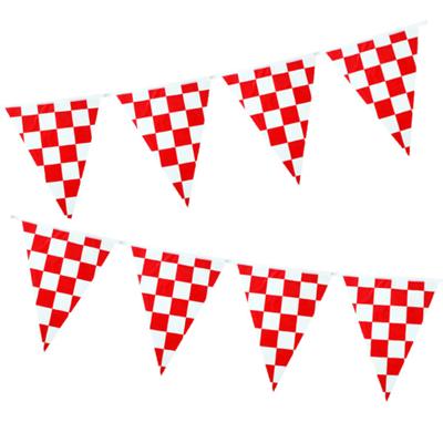 Vlaggenlijn Brabant Carnaval - 2x - 10 m - Carnaval - rood/wit geblokt - kunststof