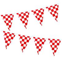 Vlaggenlijn Brabant Carnaval - 2x - 10 m - Carnaval - rood/wit geblokt - kunststof