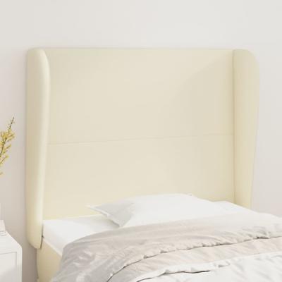 Hoofdbord met randen 83x23x118/128 cm kunstleer crèmekleurig