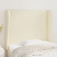 Hoofdbord met randen 83x23x118/128 cm kunstleer crèmekleurig