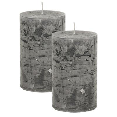 Atmosphera Stompkaars/cilinderkaars - 2x - antraciet - 5 x 8 cm - klein rustiek model Atmosphera Stompkaars/cilinderkaars - 2x - antraciet - 5 x 8 cm - klein rustiek model
