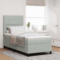 Boxspringbed met matras en LED fluweel lichtgrijs 80x200 cm