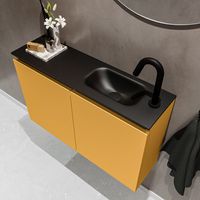 Mondiaz Ture 80cm toiletmeubel ocher met wastafel urban rechts 1 kraangat - thumbnail