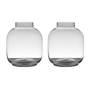 Set van 2x stuks transparante luxe grote vaas/vazen van glas 29 x 26 cm