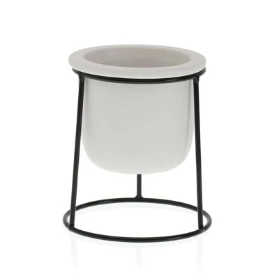 Bloempot Versa Wit Metaal Keramisch Plastic Vierkant Minimalist 10,5 x 14,5 x 10,5 cm