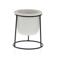 Bloempot Versa Wit Metaal Keramisch Plastic Vierkant Minimalist 10,5 x 14,5 x 10,5 cm