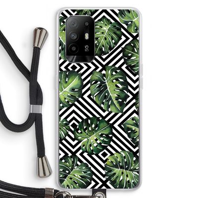 Geometrische jungle: Oppo A94 5G Transparant Hoesje met koord