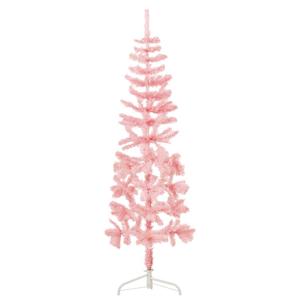 VidaXL Kunstkerstboom half met standaard smal 120 cm roze