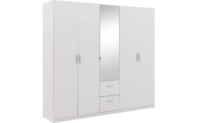 Goossens Basic Kledingkast Rybe, 226 cm breed, 210 cm hoog, 4x draai en 1x spiegeldeur en 2x lade in kleur van romp midden