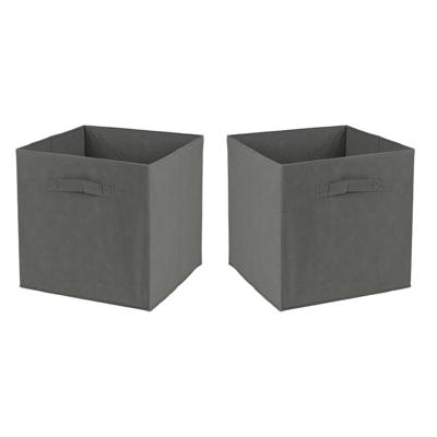 Opbergmand/kastmand Square Box - 6x - karton/kunststof - 29 liter - antraciet - 31 x 31 cm