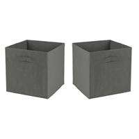 Opbergmand/kastmand Square Box - 6x - karton/kunststof - 29 liter - antraciet - 31 x 31 cm