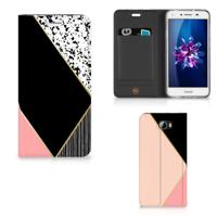 Huawei Y5 2 | Y6 Compact Stand Case Zwart Roze Vormen