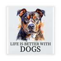 Cadeau tegel hondenliefhebber - Staffordshire-bullterrier hond - keramiek - waterverf - 15 x 15 cm