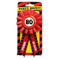 Paperdream 80 jaar rozet - leeftijd badge - 80e verjaardag - rood - feestartikelen