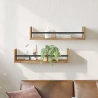 Wandplank 2 pcs artisanaal eikenkleurig 60 x 16 x 14 cm
