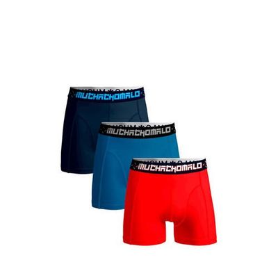 Muchachomalo Junior boxershort Solid - set van 3 rood/blauw/donkerblauw Muchachomalo Junior boxershort Solid - set van 3 rood/blauw/donkerblauw