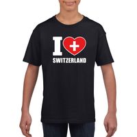 Zwart I love Zwitserland fan shirt kinderen