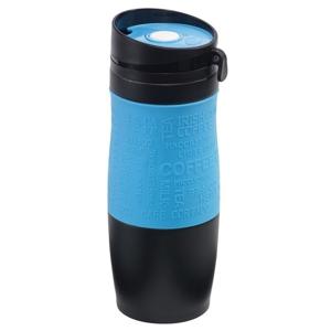 Koffie Thermosbeker/warmhoudbeker - blauw/zwart - 380 ml - isoleerbeker/reisbeker