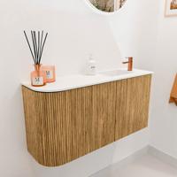 Toiletmeubel Mondiaz Joya | 81.6 cm | Meubelkleur Oak | Faye wastafel Talc Rechts | 1 kraangat