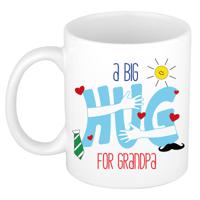 Cadeau koffie/thee mok voor opa - wit - big hug - 300 ml - verjaardag