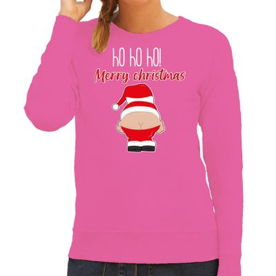 Foute Kersttrui/sweater voor dames - Kerstman - roze - Merry Christmas Foute Kersttrui/sweater voor dames - Kerstman - roze - Merry Christmas