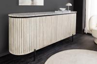 Massief dressoir ADLON 170 cm grijs geborsteld mangohout met wit marmeren blad - 47694