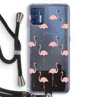 Anything Flamingoes: Motorola Moto G9 Plus Transparant Hoesje met koord