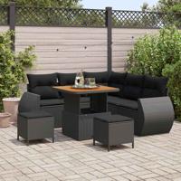 Tuinbankenset 8 pcs Zwart poly rattan