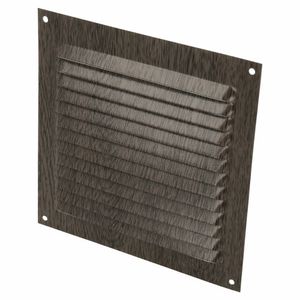 AMIG Ventilatierooster/muurrooster - 150 x 150mm - aluminium - wengehout look - schoepenrooster