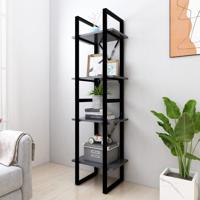 Boekenkast met 4 schappen 40x30x140 cm bewerkt hout grijs