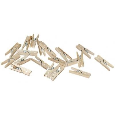 Hobby/Knutselen mini knijpertjes - 100x - naturel kleur - 2 cm - kleine/mini knijpers - foto ophange
