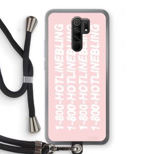 Hotline bling pink: Xiaomi Redmi 9 Transparant Hoesje met koord