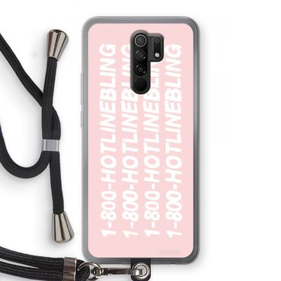 Hotline bling pink: Xiaomi Redmi 9 Transparant Hoesje met koord
