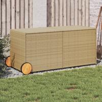 VidaXL Tuinbox met wielen 283 L poly rattan gemengd beige