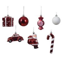 Kersthangers - kerst figuurtjes - 20x stuks - rood - kunststof - 9 cm