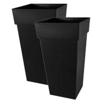 Eda Bloempot Toscane - 2x stuks - vierkant - kunststof - antraciet - L43 x B43 x H80 cm - 98 liter