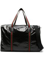 Gucci grand sac fourre-tout en cuir à bande Web - Noir - thumbnail