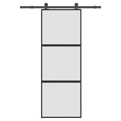 Schuifdeur met beslag 76x205 cm gehard glas en aluminium