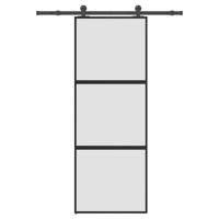 Schuifdeur met beslag 76x205 cm gehard glas en aluminium