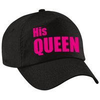 His Queen pet / cap zwart met roze letters dames - thumbnail