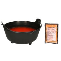 Halloween heksenketel/kookpot met heksensoep - 28 cm - incl. kleurpoeder oranje