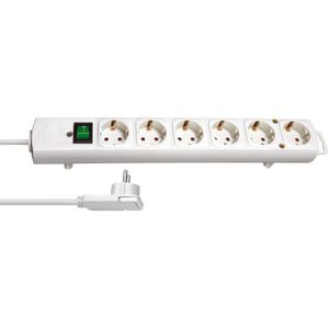 Brennenstuhl Comfort-Line Plus stekkerdoos met platte stekker 6-voudig wit 2m H05VV-F 3G1,5 | Mtools