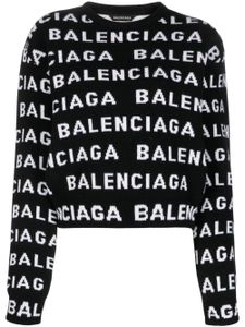 Balenciaga pull à logo en intarsia - Noir