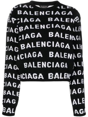 Balenciaga pull à logo en intarsia - Noir